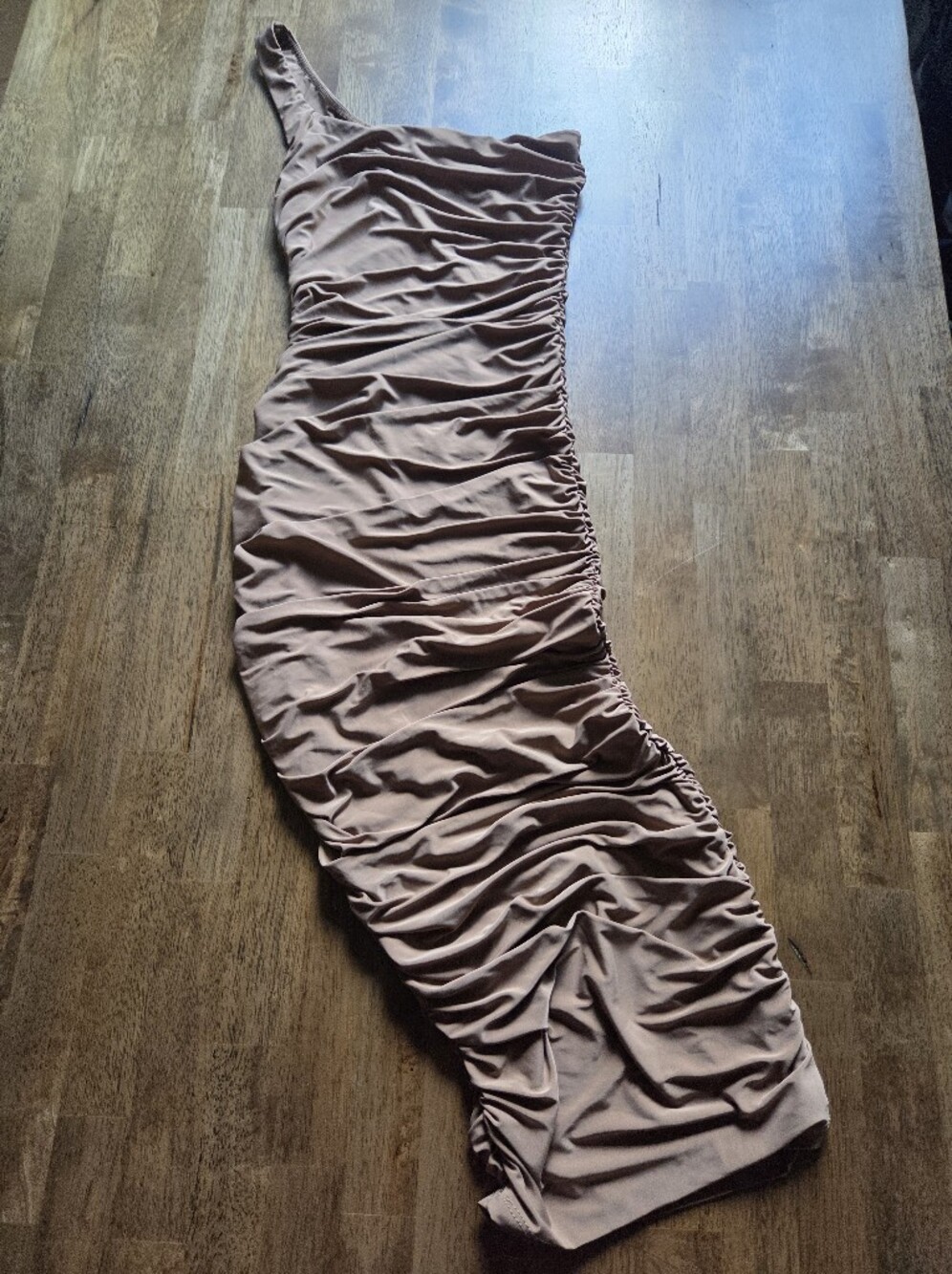 Sexy Bodycon One-Shoulder Ruched Taupe Brown Women’s Dress
